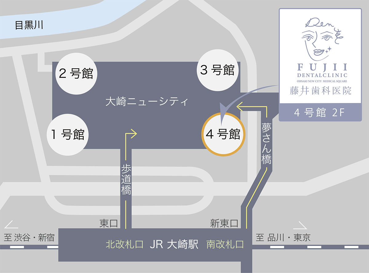 JR大崎駅から徒歩1分、北改札(東口)・南改札(新東口)どちらからも直結「大崎ニュー・シティ」4号館2階